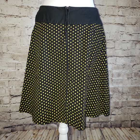 Vintage 90s  Beauty  Fiend Yellow Polka Dot on Black Short Skirt - Picture 2 of 6
